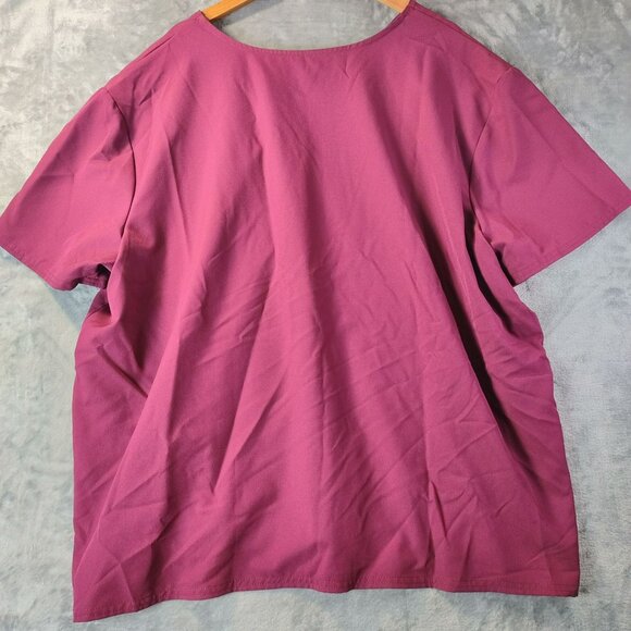 Scrubstar Womens Scrub Top 3XL Wine Short Sleeve Pocket Stretch Medical Apparel - Picture 7 of 11